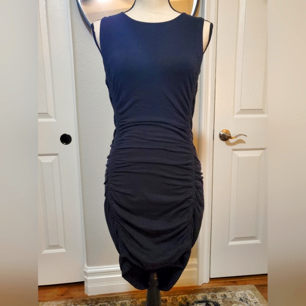 ATHLETA DRESS WITH RUCHING ALONG SIDES SIZE S